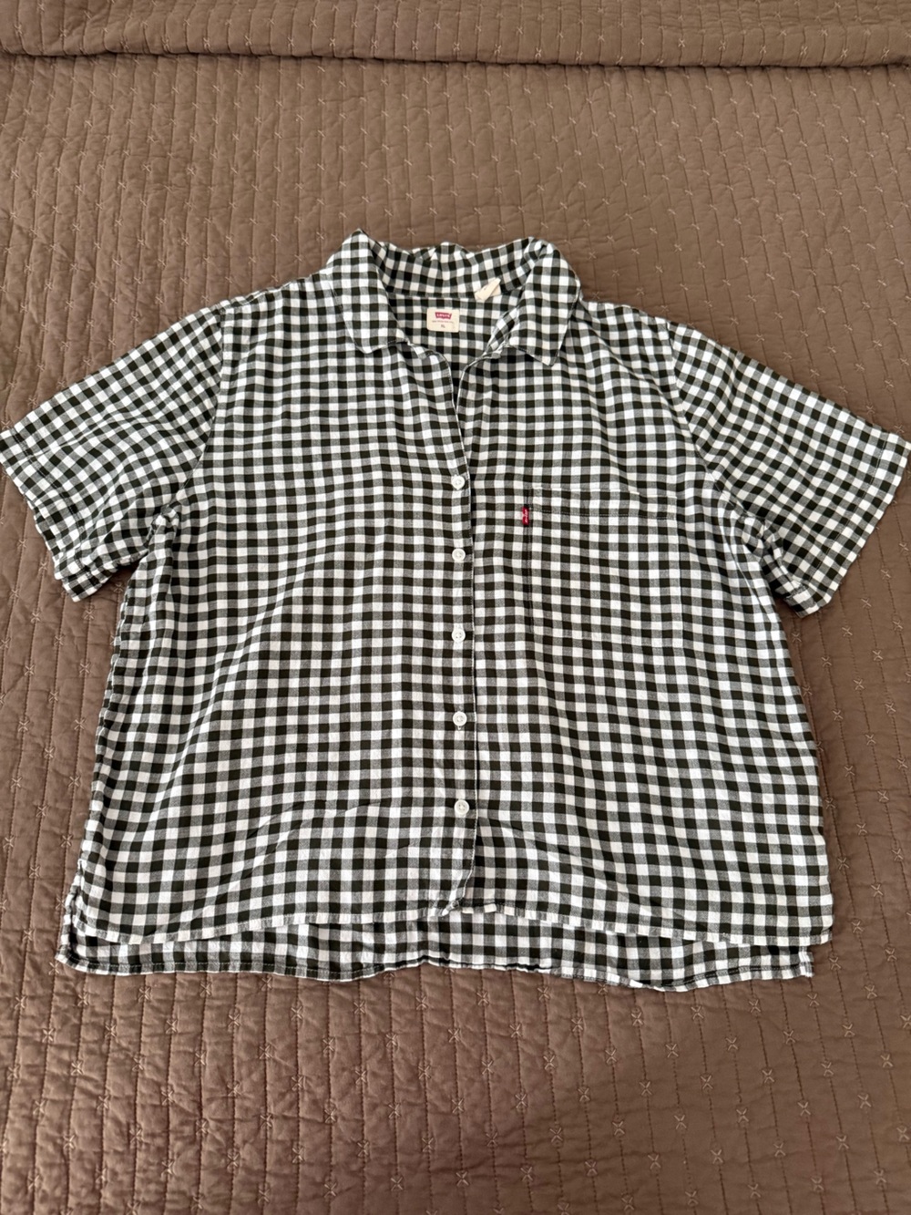 Levi's Green & White Gingham Short-Sleeve Button-Up Shirt